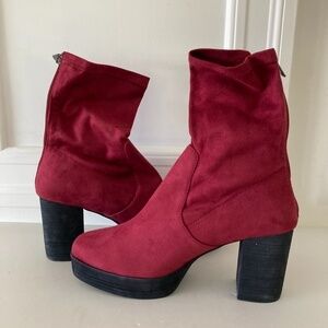 NWOT Free People X Brand Vandal Wine Platform Ankle Boots Sz 41